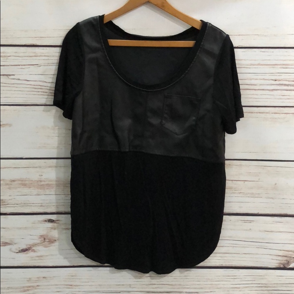 Laila Rowe short sleeve faux leather/cotton. Small